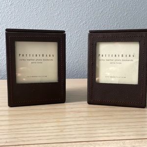 - Set of 2 Pottery Barn leather photo cube